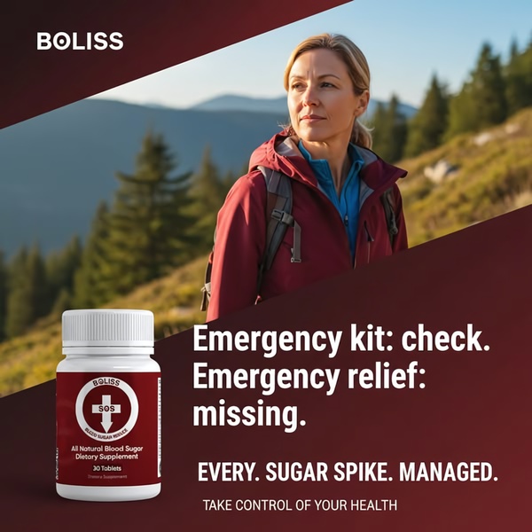 This Blood Sugar Supplement ad creative uses an emergency preparedness metaphor to position the product as a necessary relief solution.